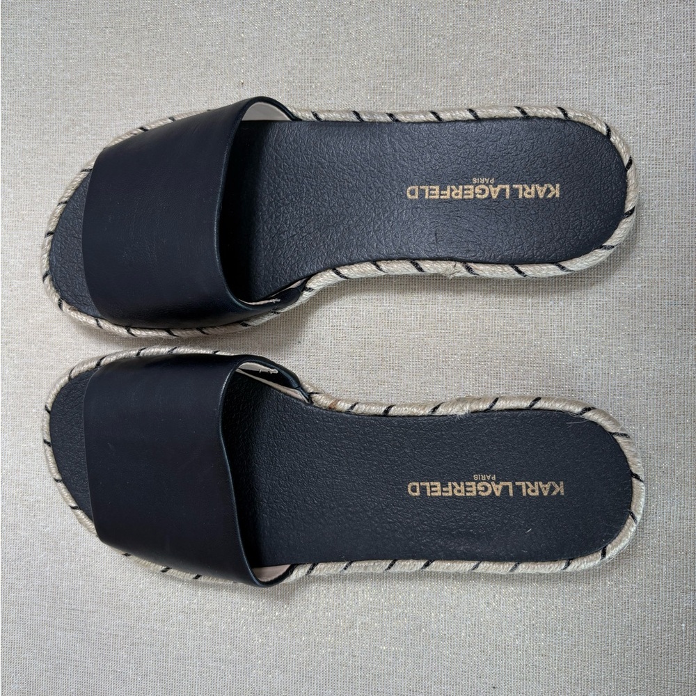 Karl Lagerfeld Paris Niya Women’s Leather Slip On Espadrille Sandals-Size: 8 - Picture 2 of 8